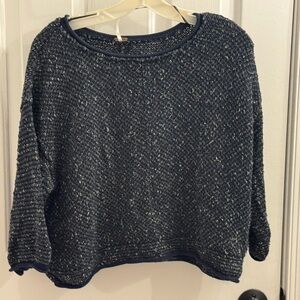 Free People Textured Navy Sweater